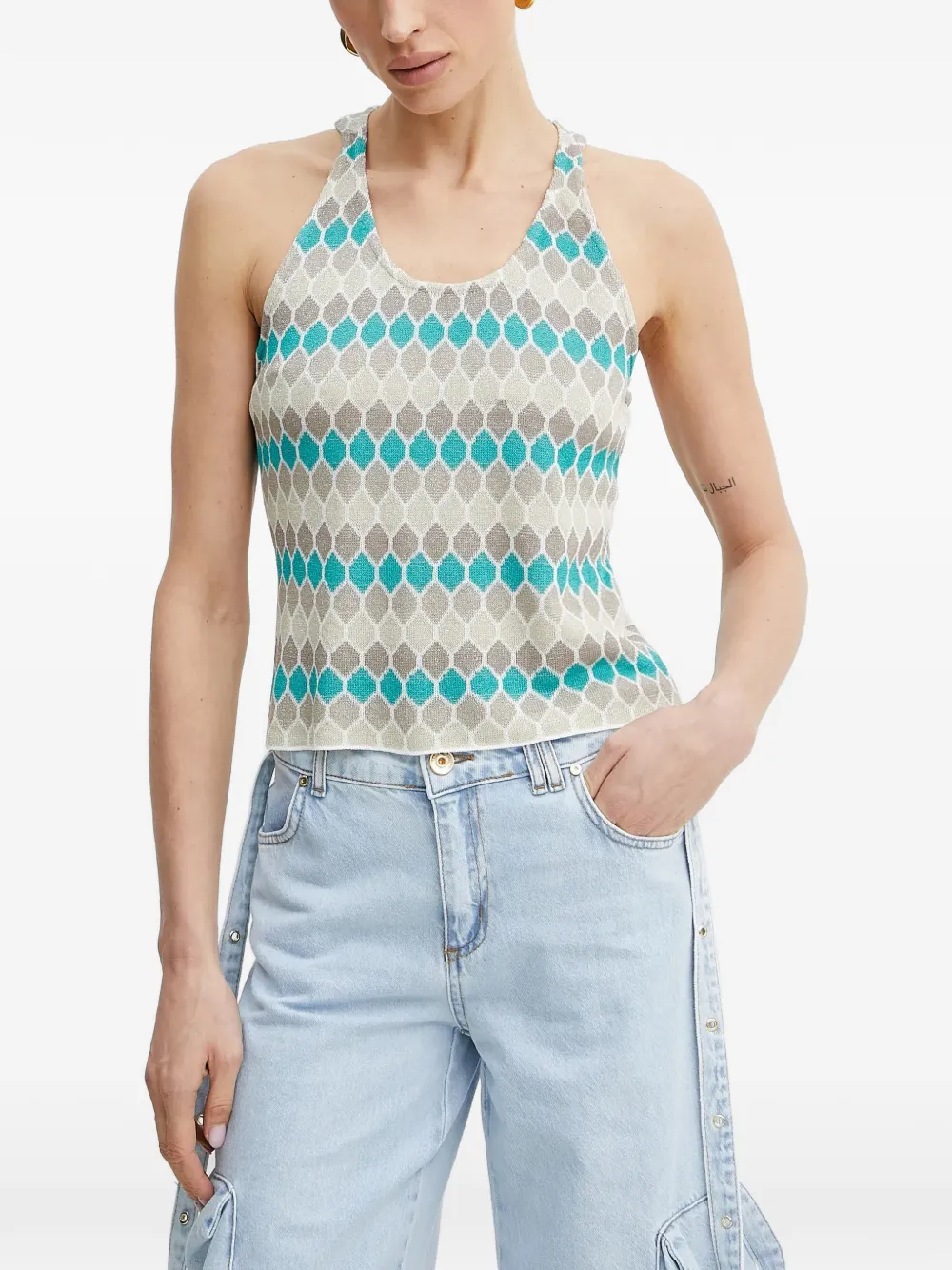 FRACOMINA Top con scollo all'americana - Grigio