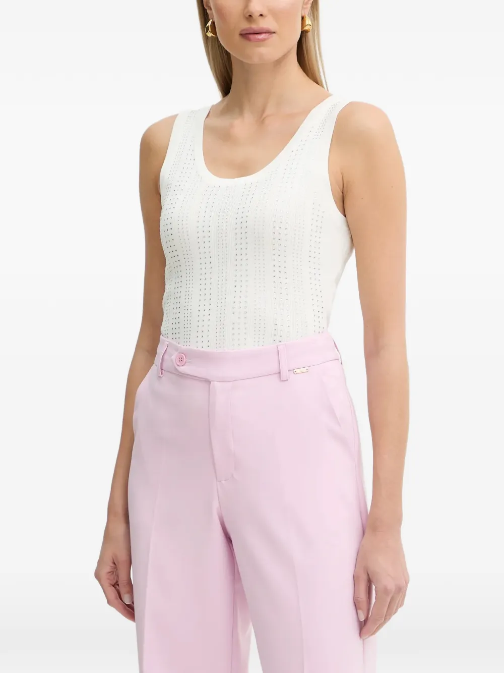 FRACOMINA rhinestone-embellished ribbed-knit top - Bianco