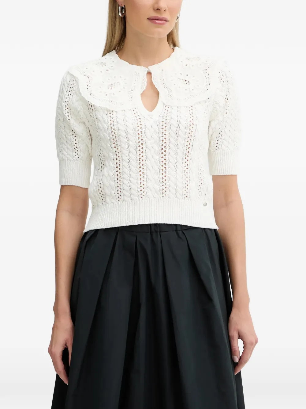 FRACOMINA broderie-anglaise cable-knit sweater - Bianco