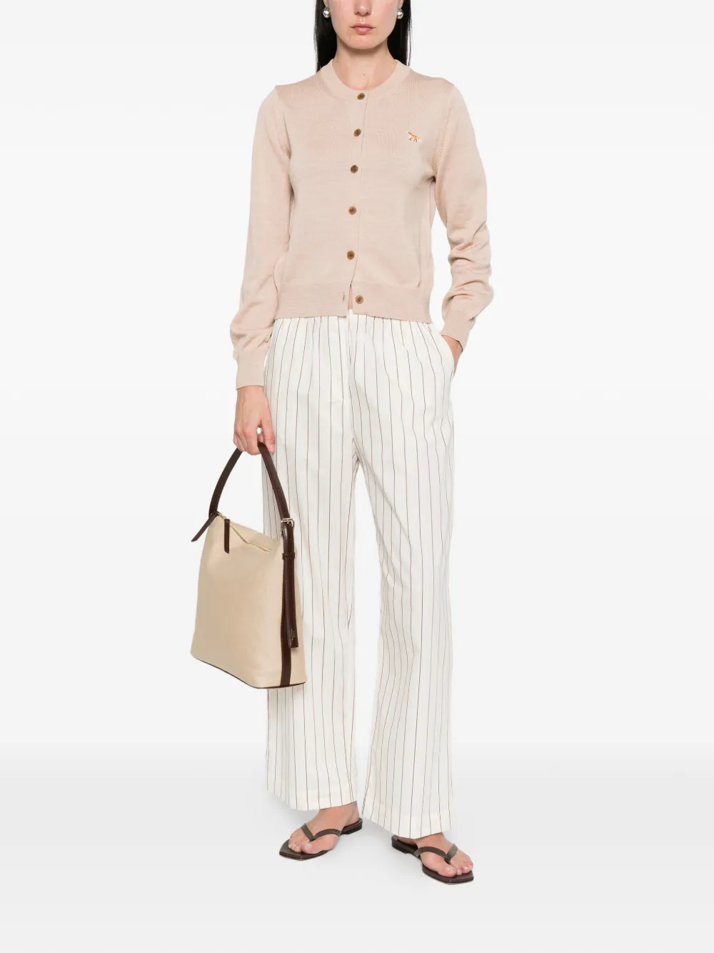 Maison Kitsuné Vest met geborduurde vos Beige