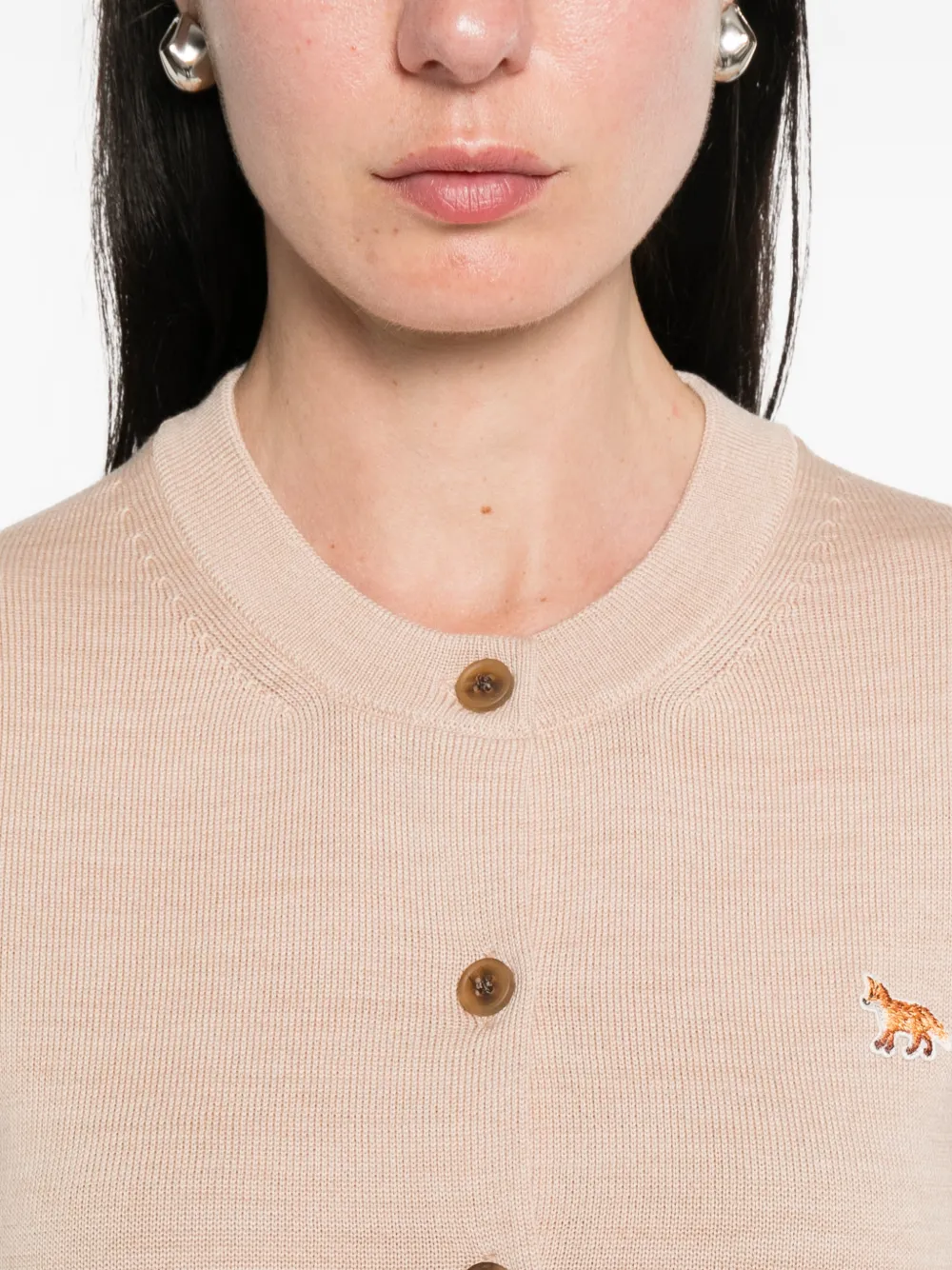 Maison Kitsuné Vest met geborduurde vos Beige
