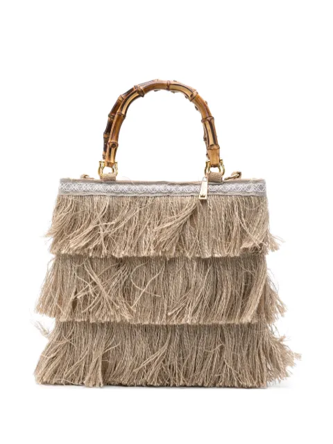 la milanesa medium Jucca fringed bamboo-handle tote bag