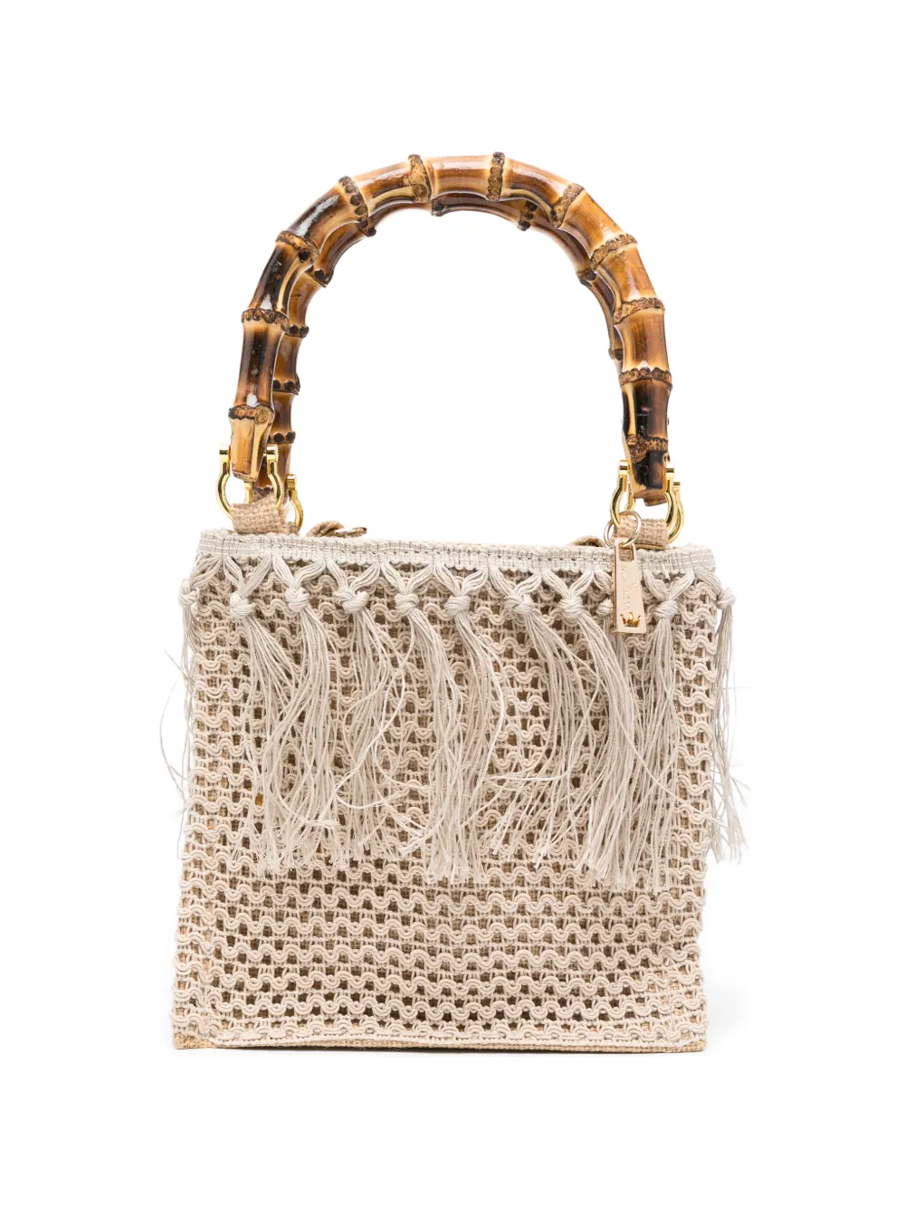 la milanesa Flora fringed tote bag - Toni neutri
