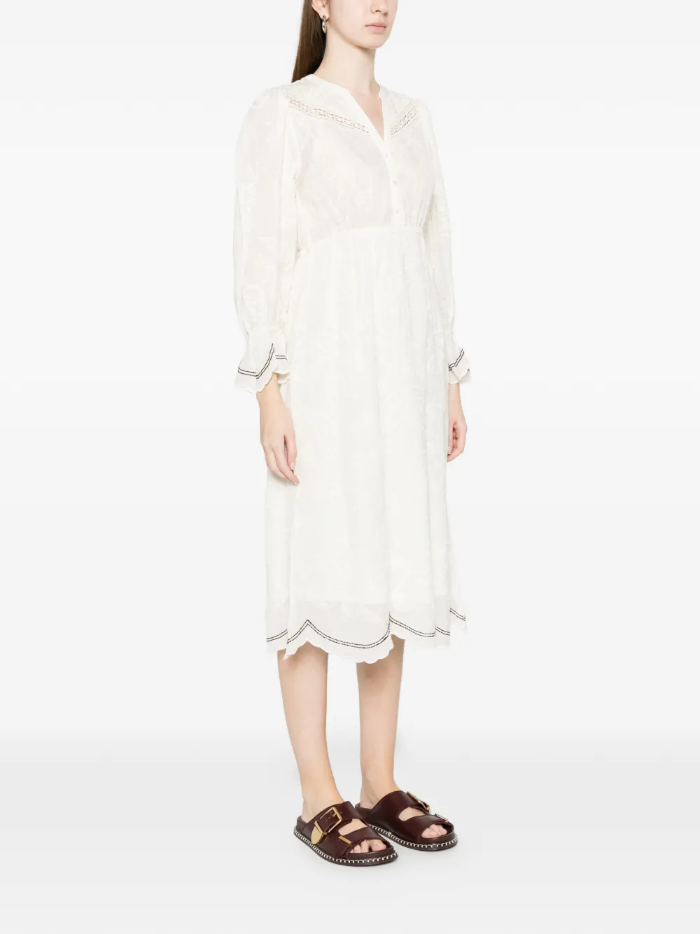  Ba&sh Robe Prisco Lace Trim Midi Dress - White 