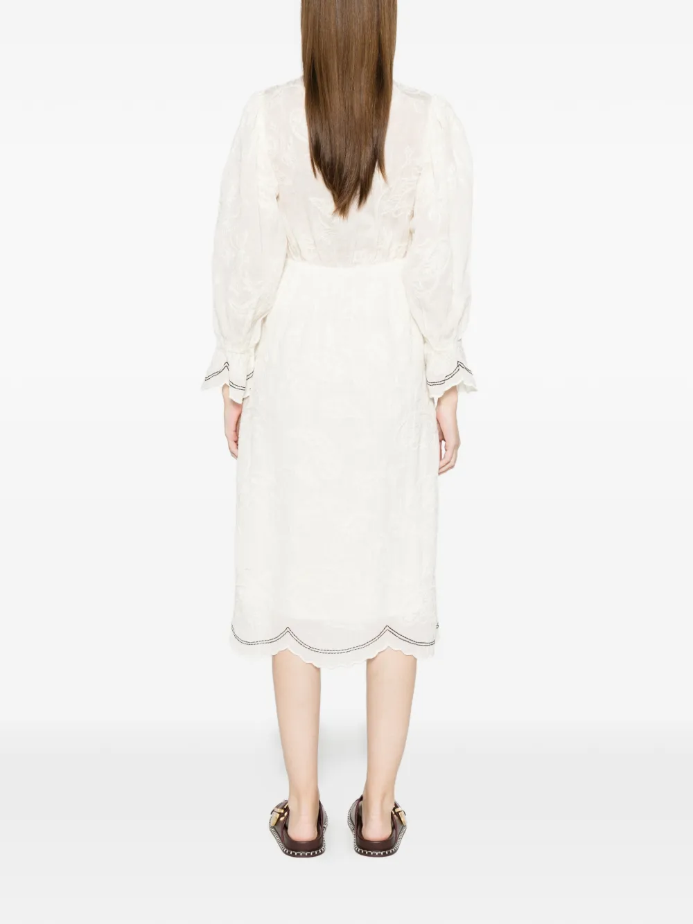 Ba&Sh Robe Prisco midi-jurk met afwerking van kant Wit