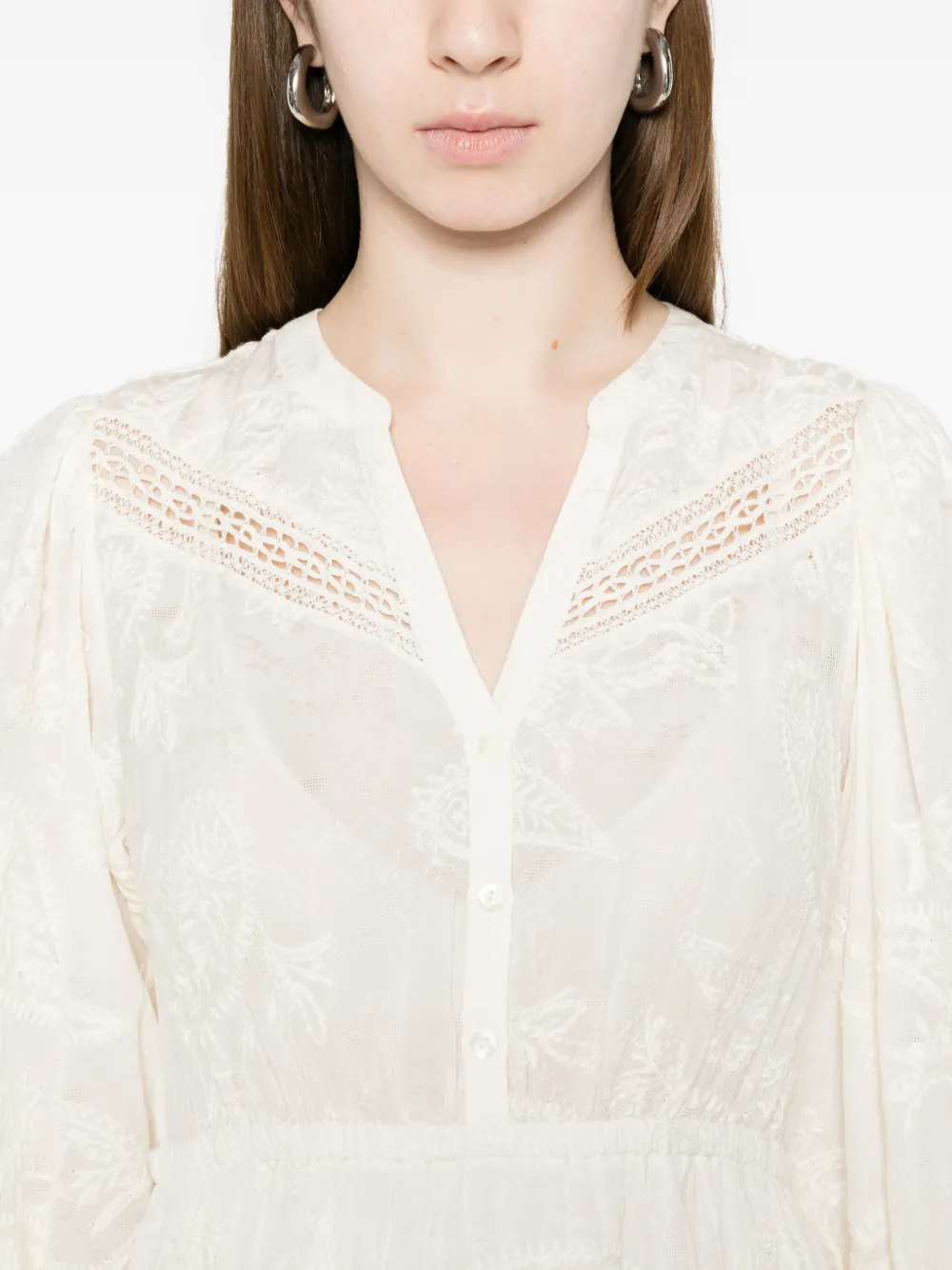 Ba&Sh Robe Prisco midi-jurk met afwerking van kant Wit