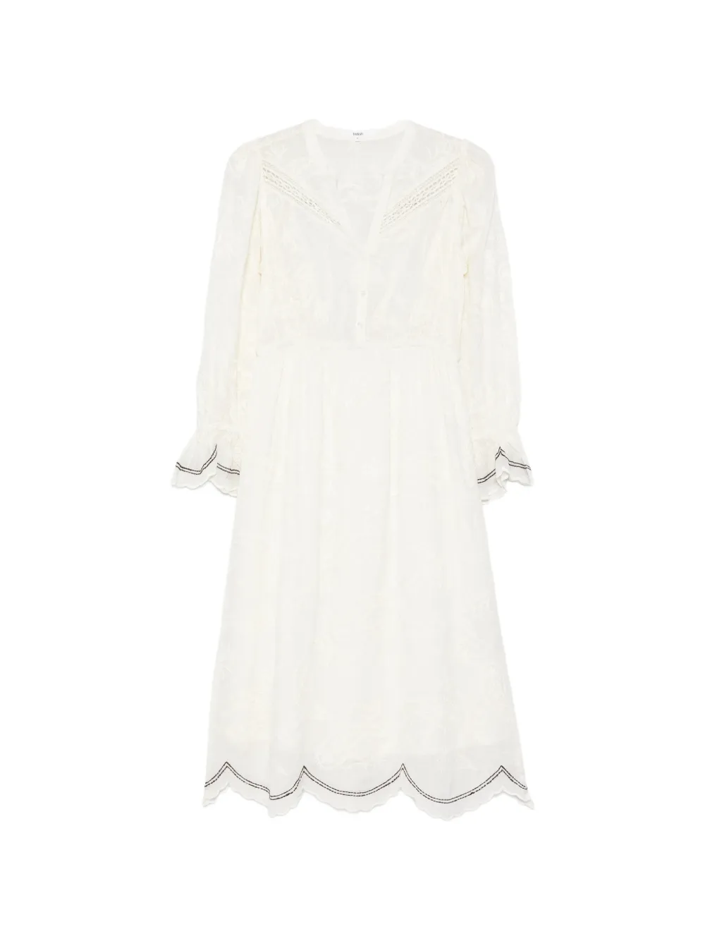 Ba&Sh Robe Prisco lace trim midi dress - Bianco