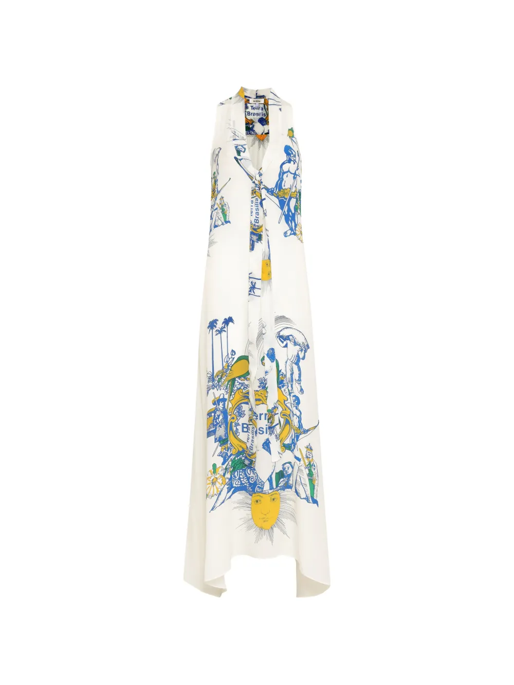 Amir Slama tie sleeveless printed dress - Bianco