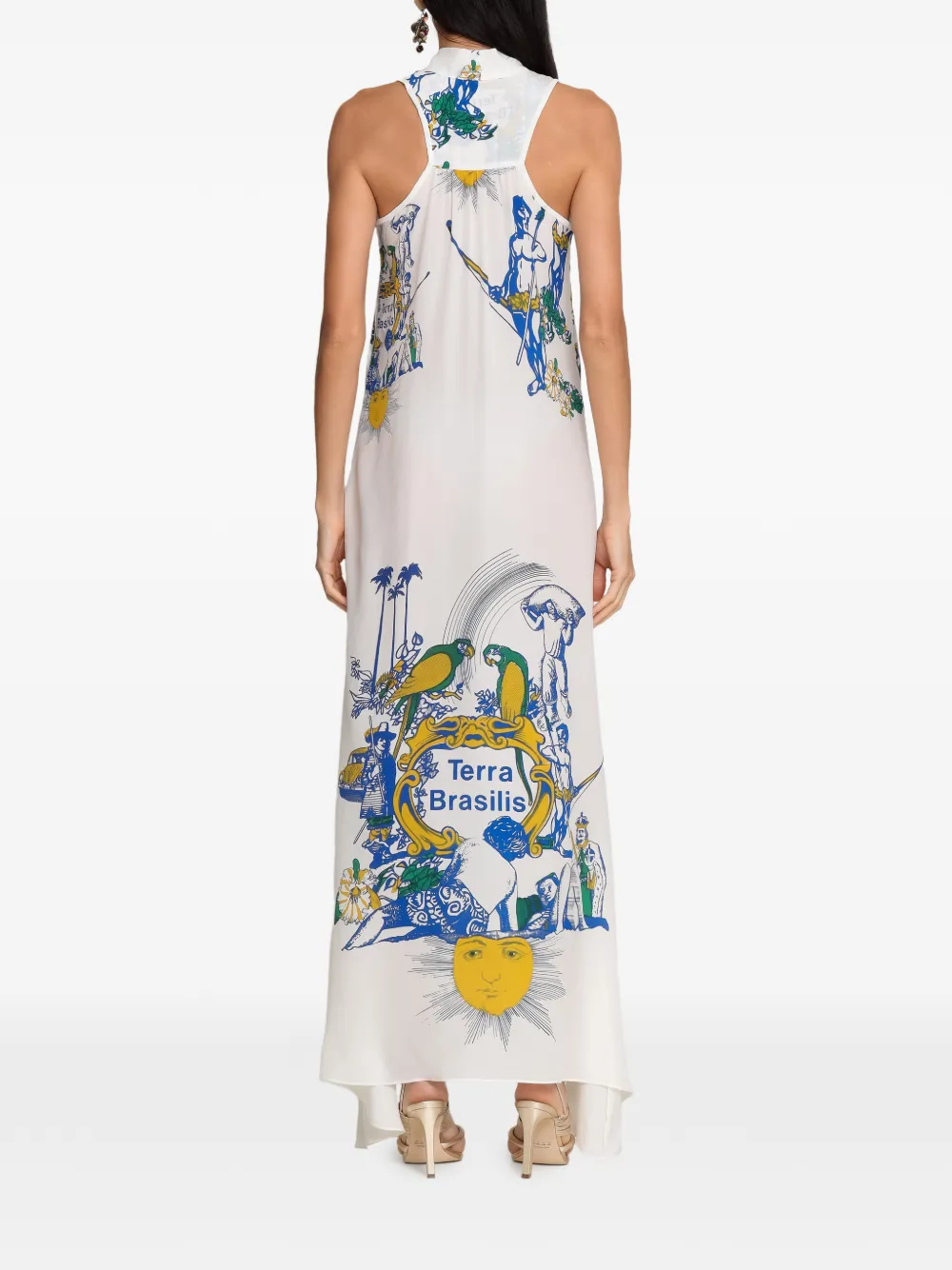 Amir Slama Mouwloze jurk met print Wit