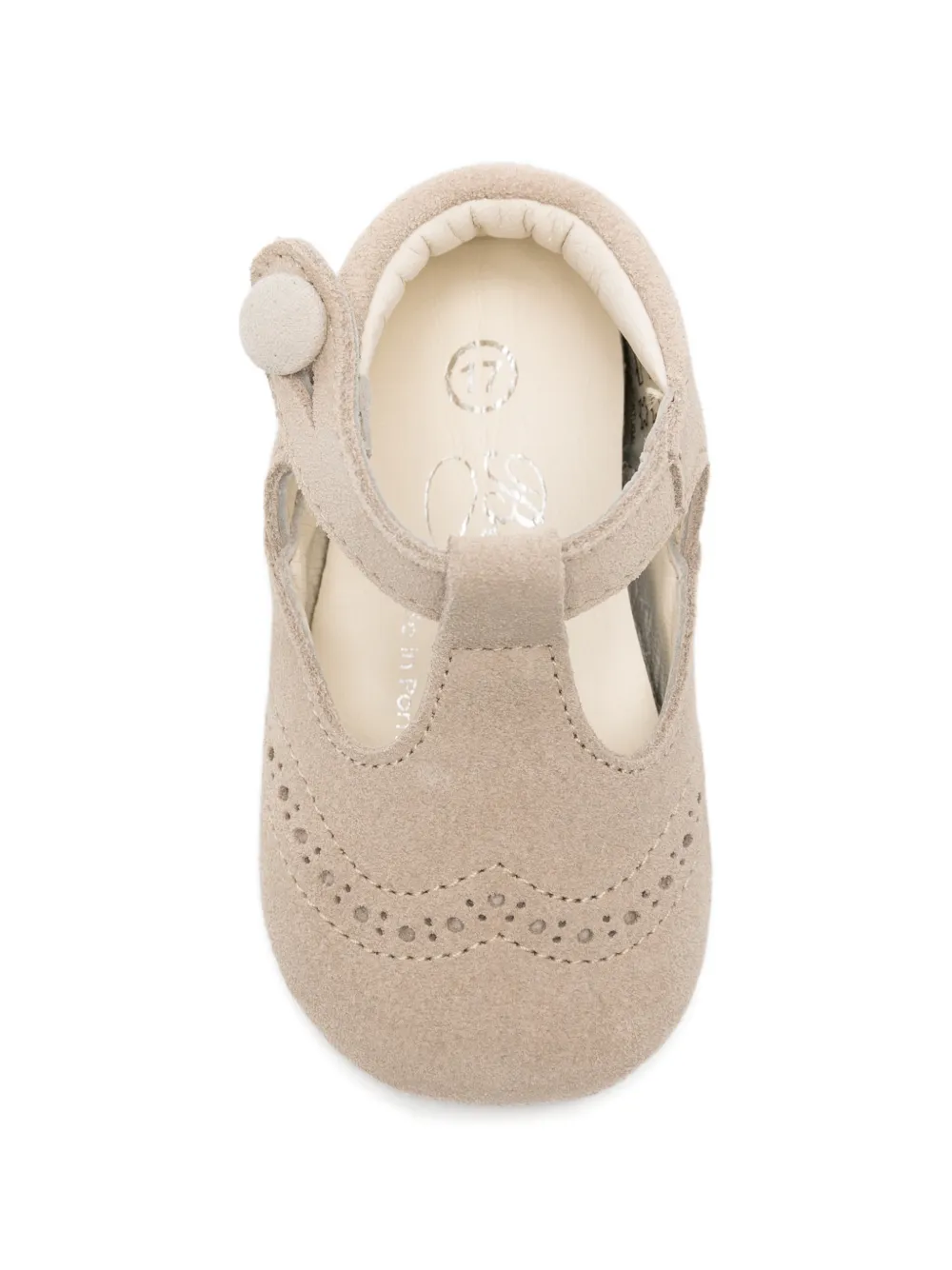 Bonpoint button t-strap baby shoes Beige