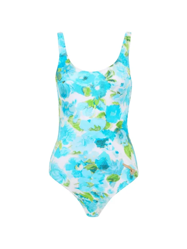 Chloé Aqua Flower-print One-piece Swimsuit in Blue