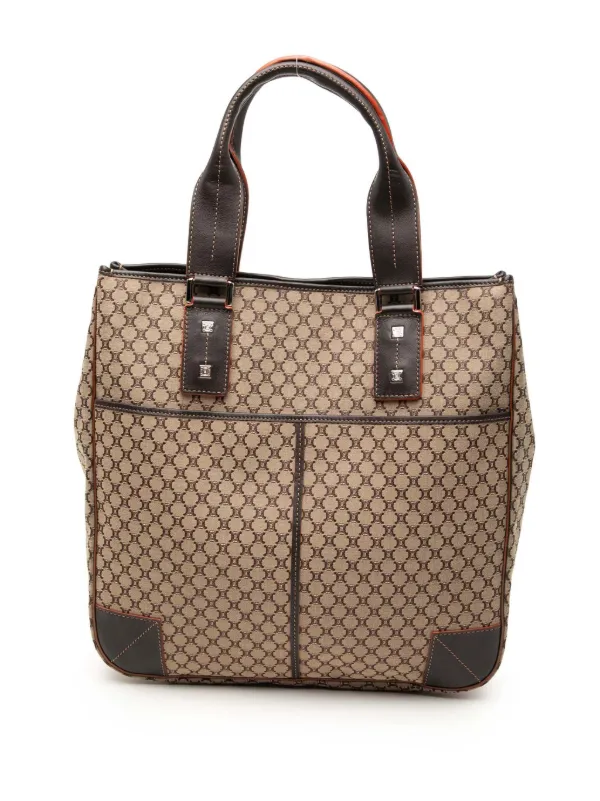 Celine Pre-owned 2016 Macadam Canvas Tote Bag in Brown