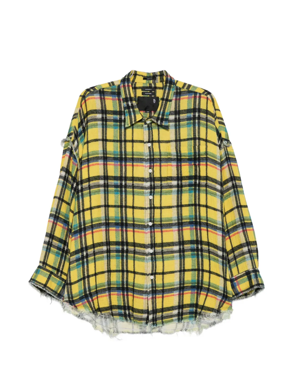 R13 plaid frayed shirt - Giallo