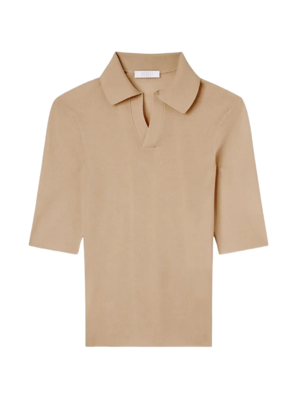 Fedeli V-neck short-sleeved top - Nude