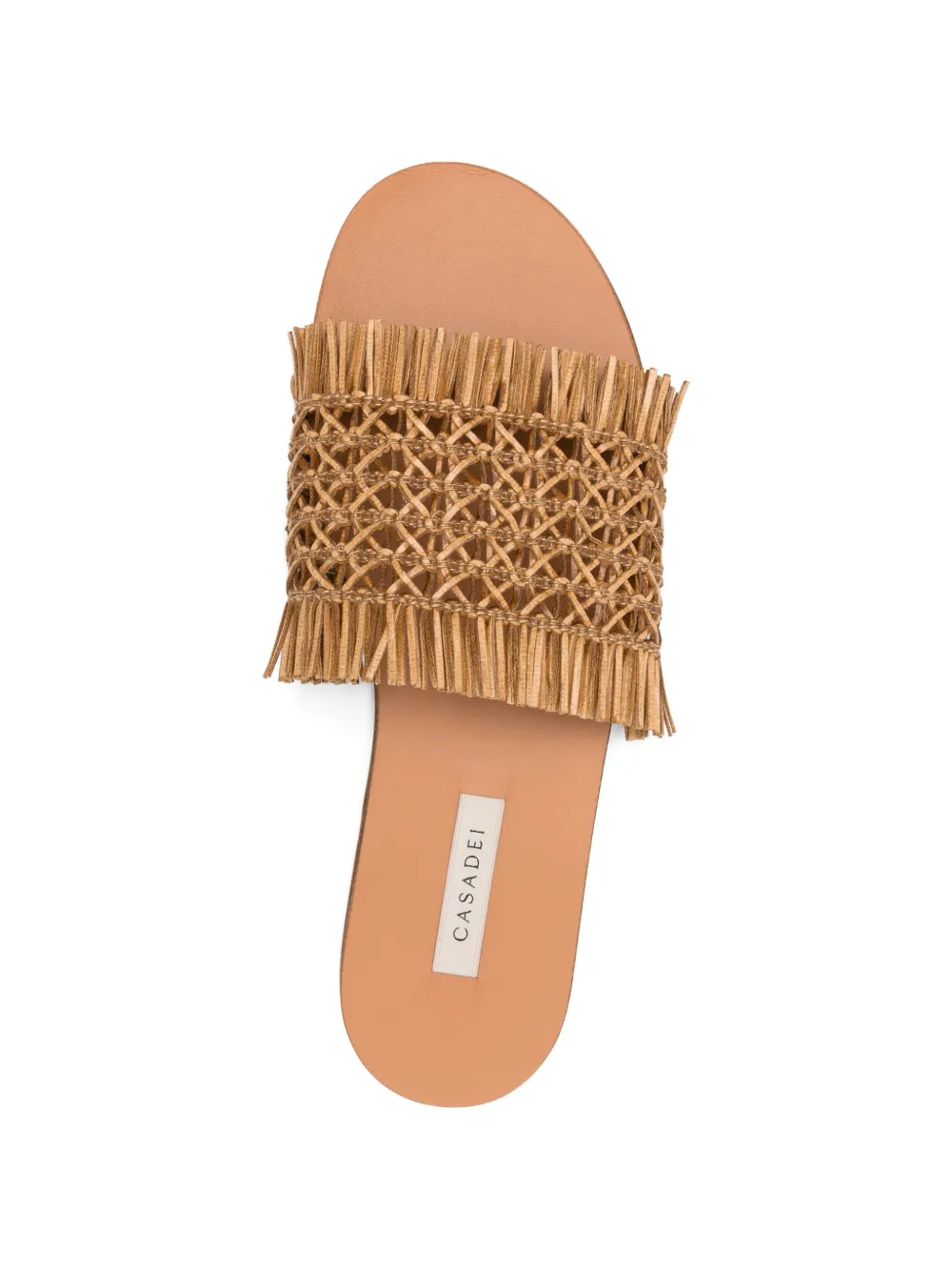 Casadei Platte geweven leren sandalen Beige