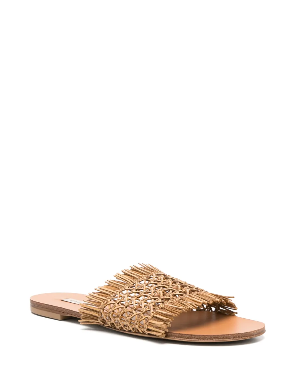 Casadei Platte geweven leren sandalen Beige