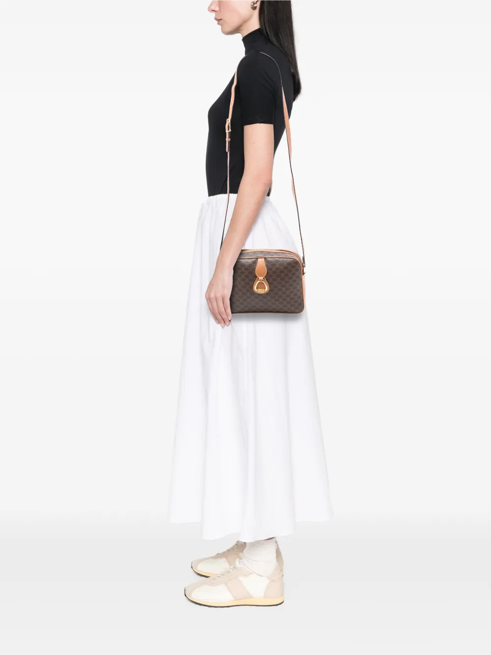  Celine Pre-owned 2010 Macadam Coated Canvas Crossbody Bag - Brown 