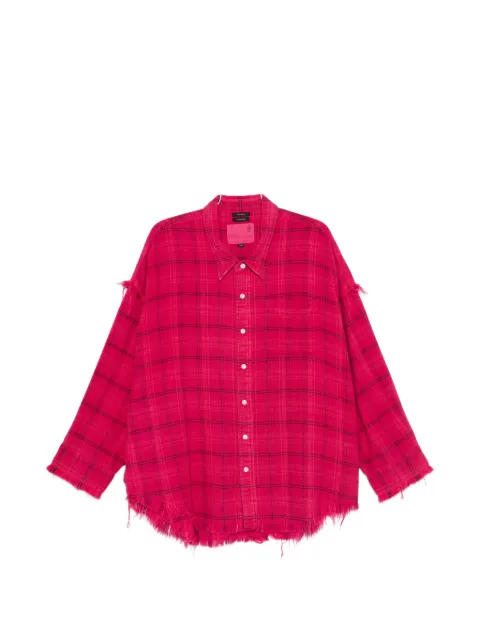 R13 frayed plaid shirt
