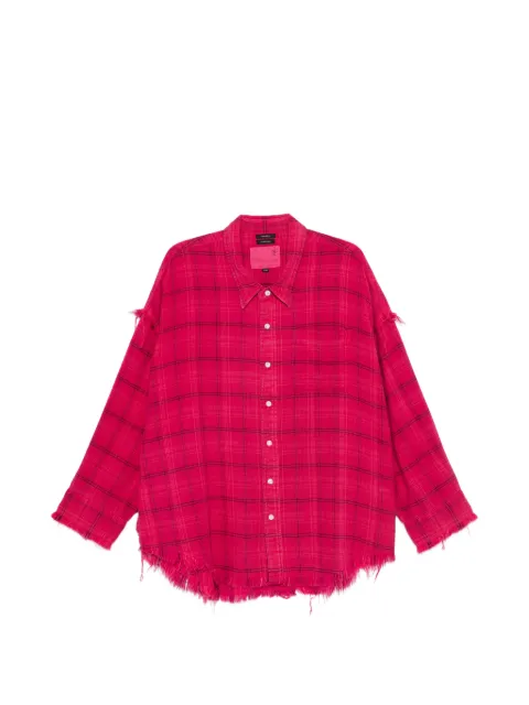 R13 frayed plaid shirt