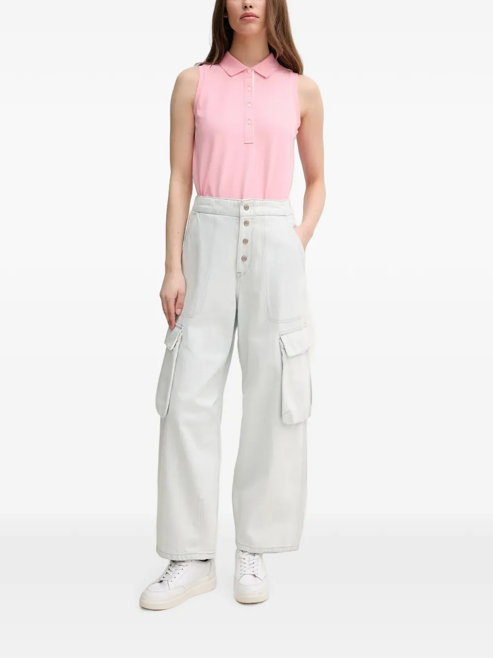 Gant button sleeveless polo shirt Roze