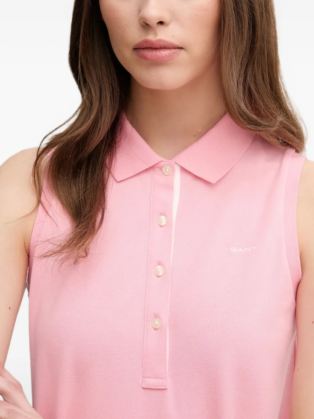 Gant button sleeveless polo shirt Roze