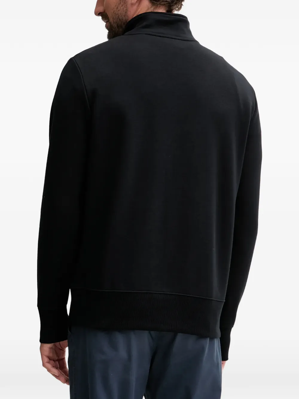 Gant Sweater met logopatch en kwart rits Zwart