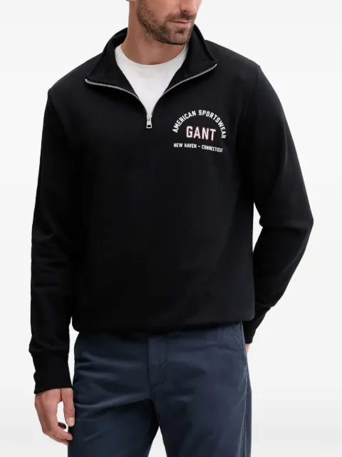 Gant Sweater met logopatch en kwart rits