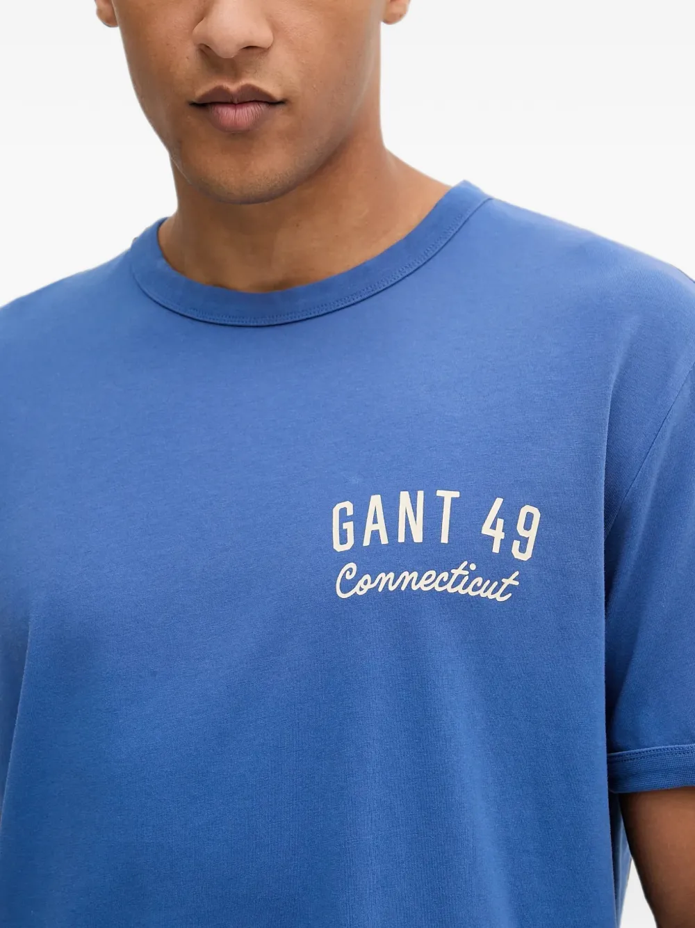 Gant T-shirt met logoprint met ronde hals Blauw