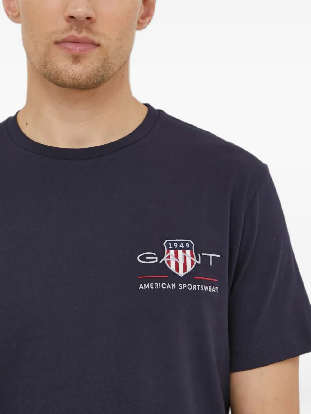 Gant T-shirt met geborduurd logo Blauw