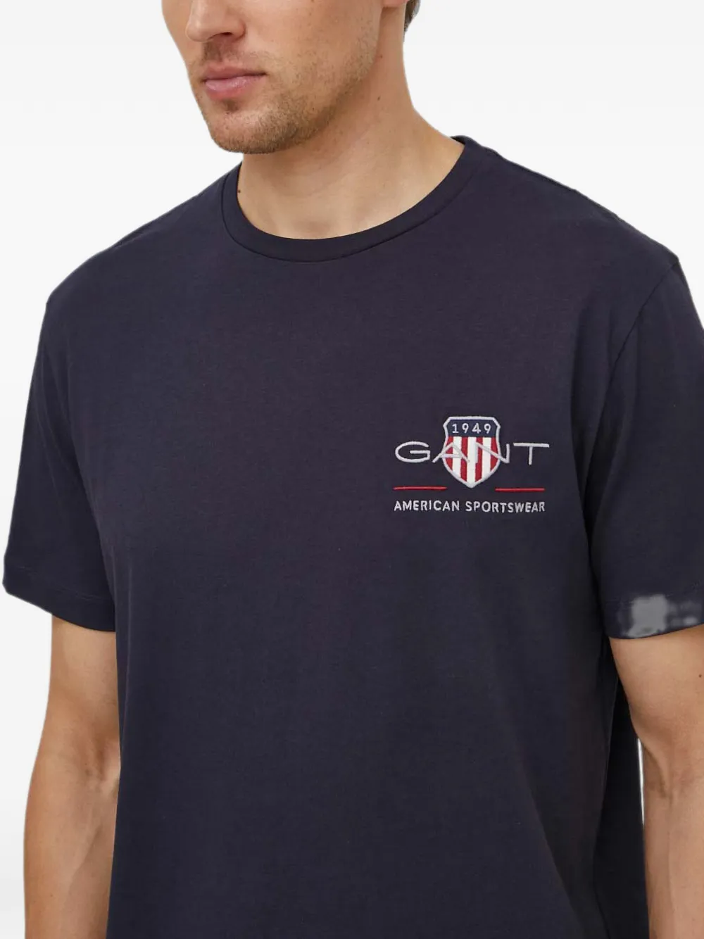 Gant T-shirt met geborduurd logo Blauw