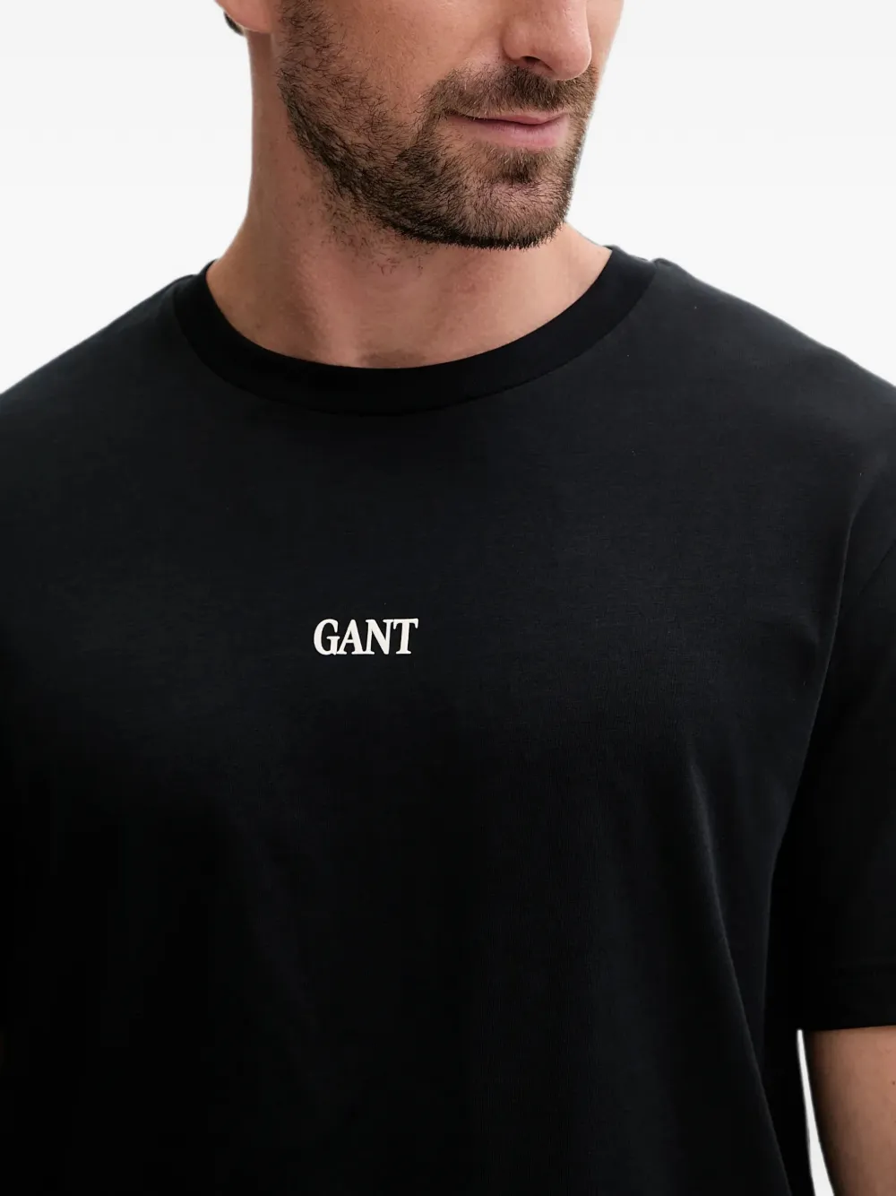 Gant T-shirt met geborduurd logo Zwart