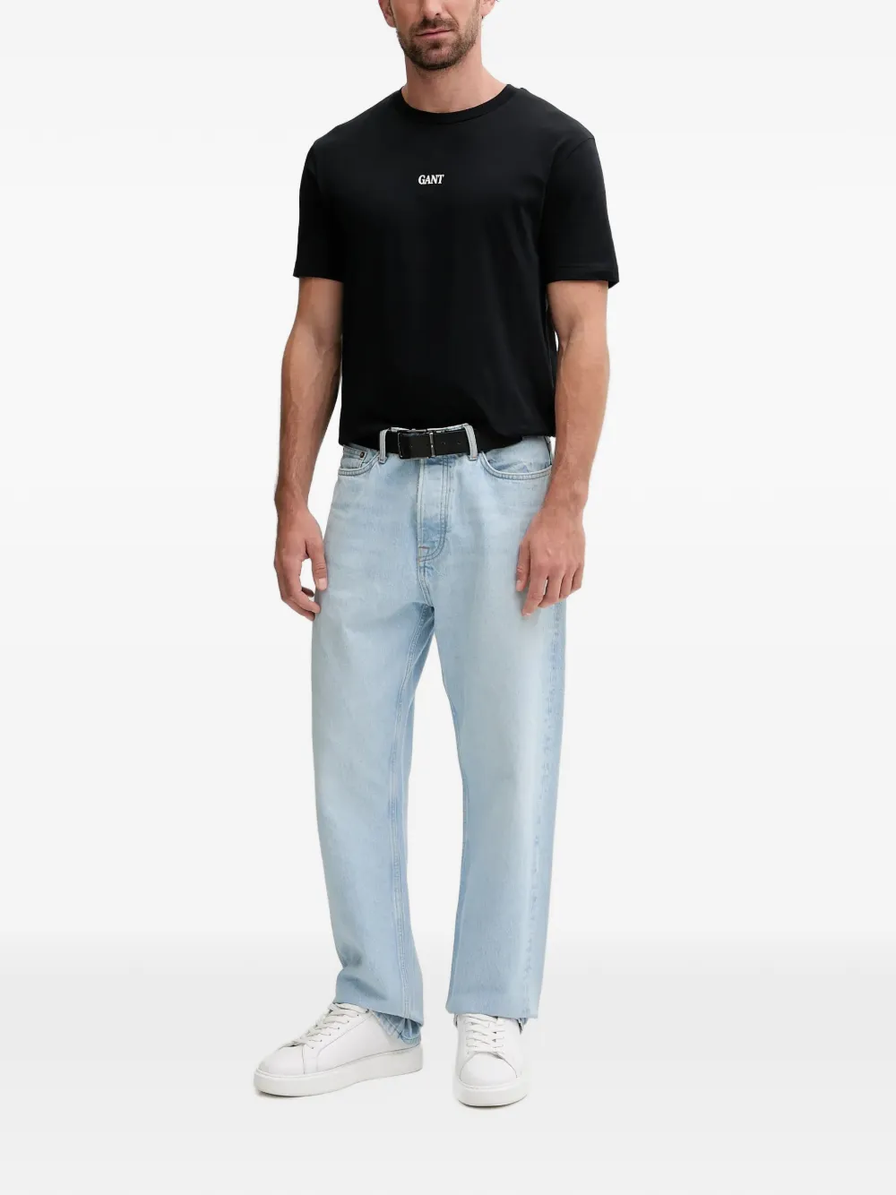 Gant T-shirt met geborduurd logo Zwart