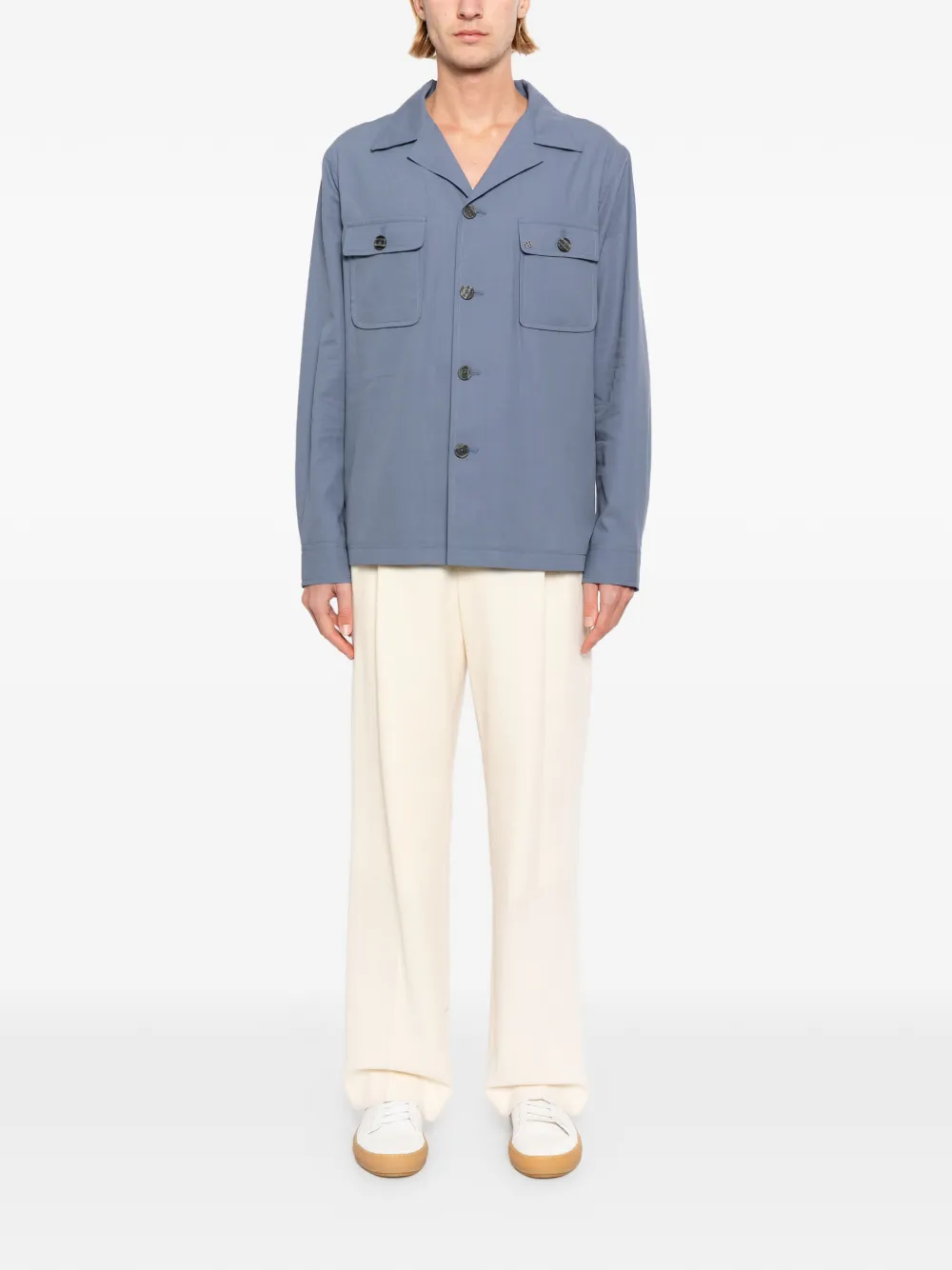 Tagliatore Overhemd met campkraag Blauw