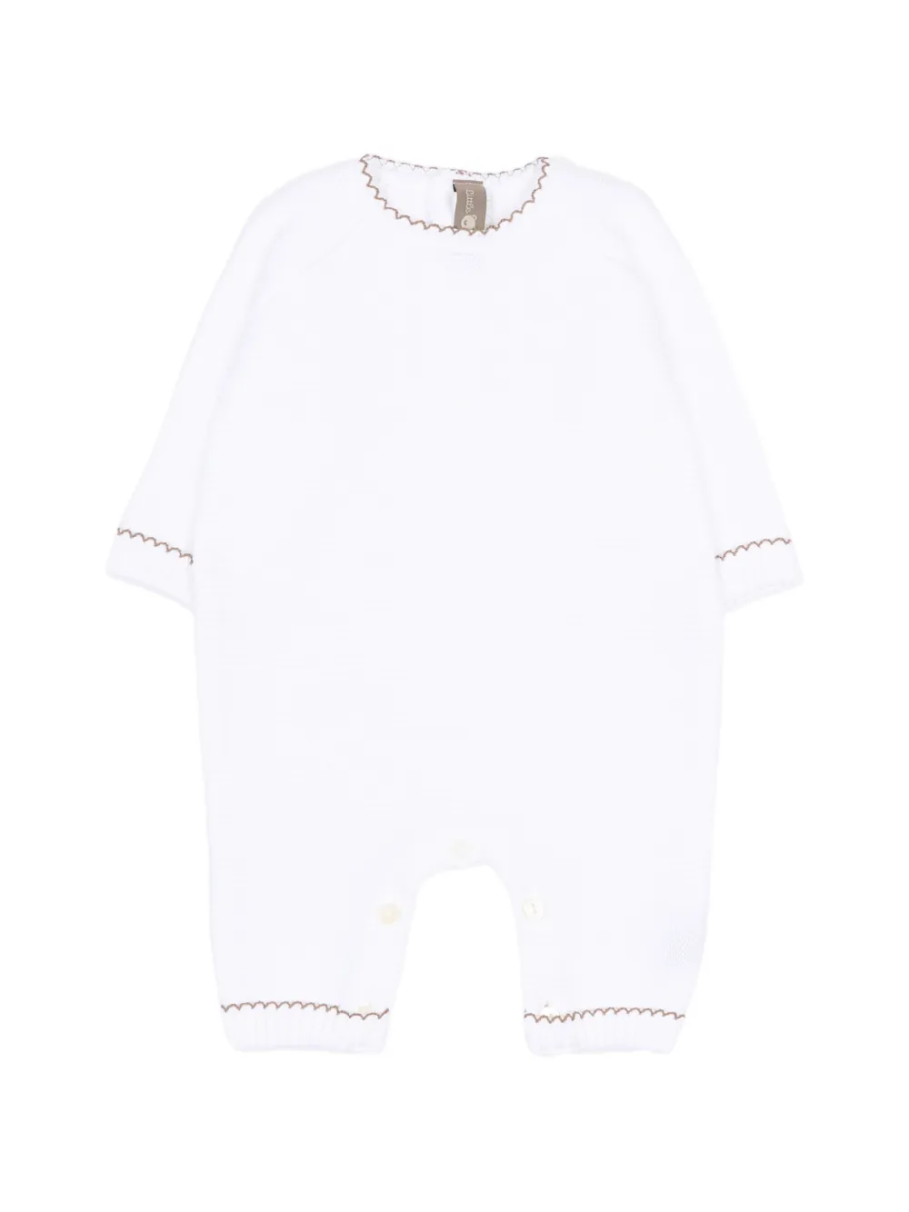 Little Bear contrast-trim romper - Bianco