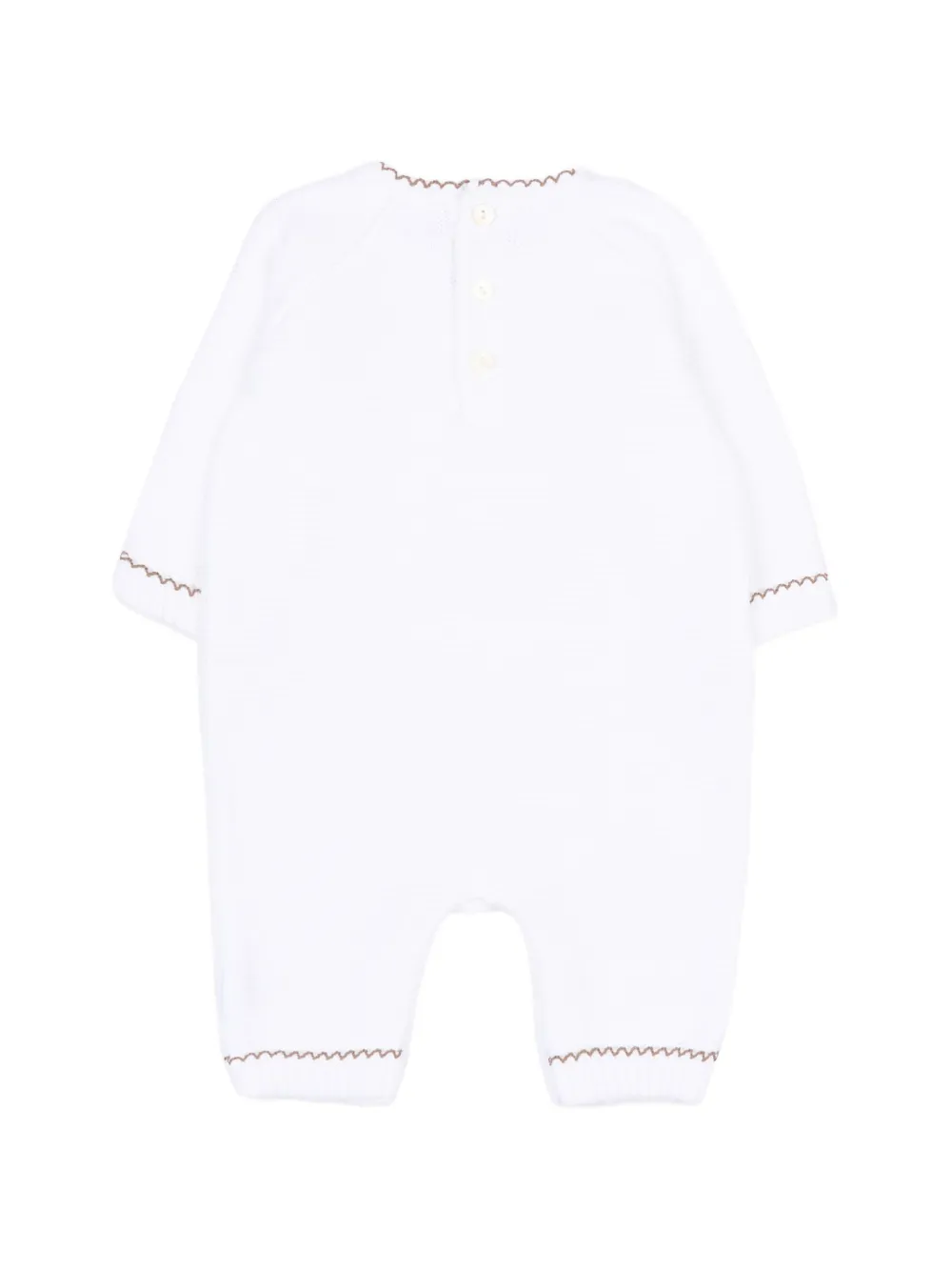  Little Bear Contrast-trim Romper - White 