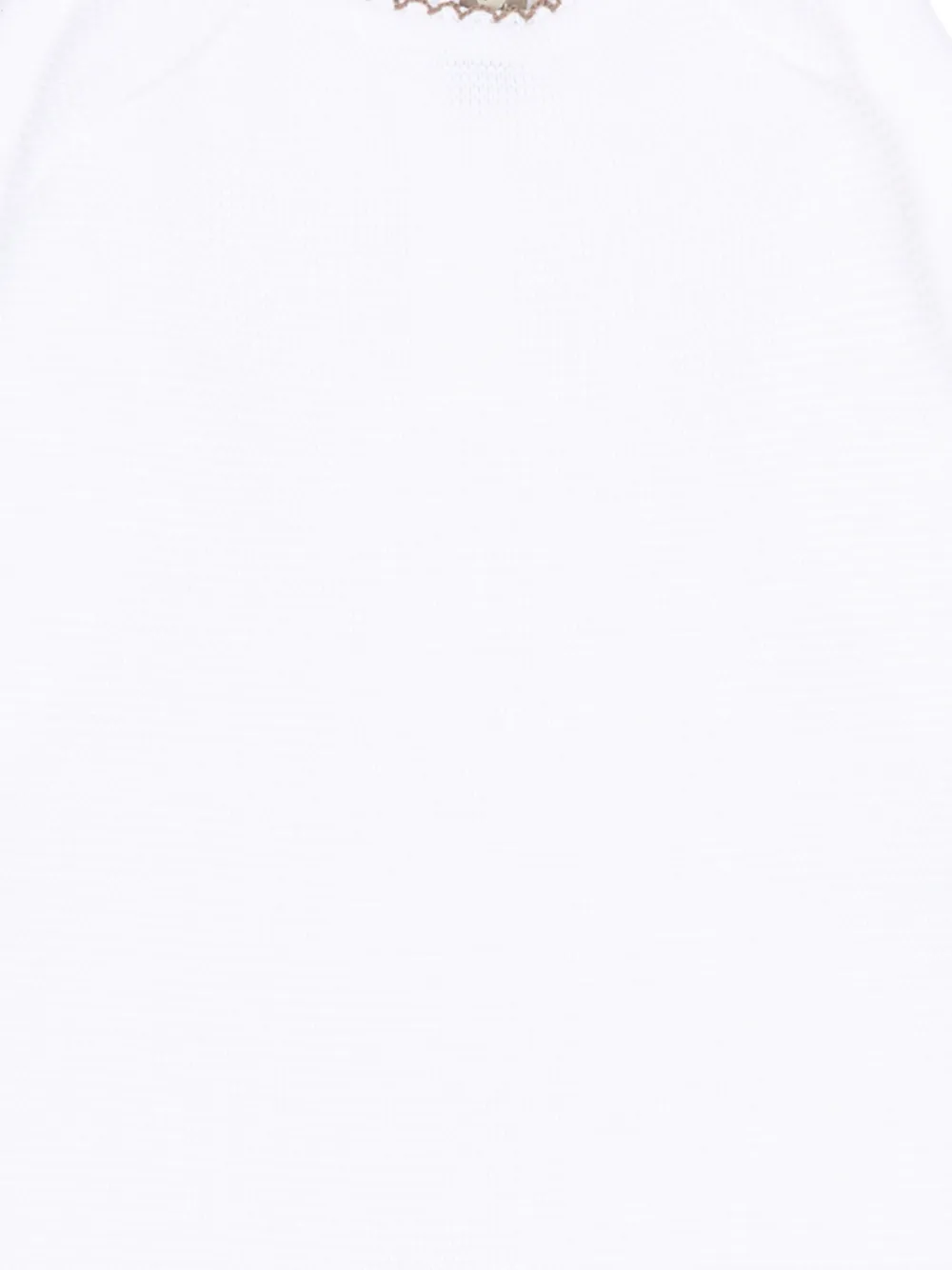  Little Bear Contrast-trim Romper - White 
