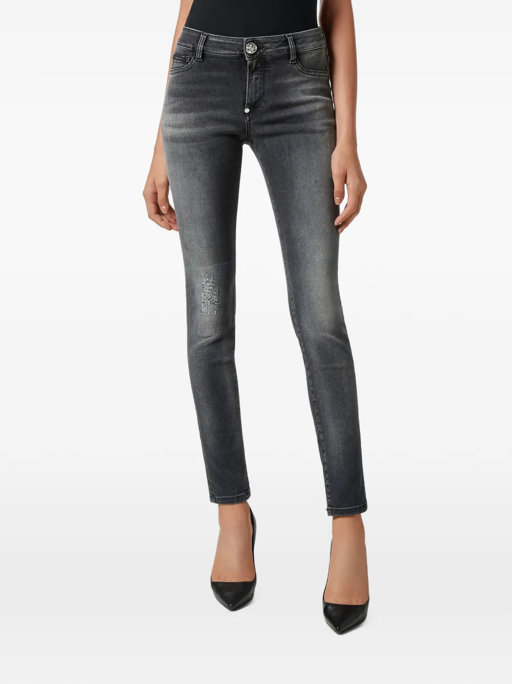 Philipp Plein Gerafelde jeans Grijs