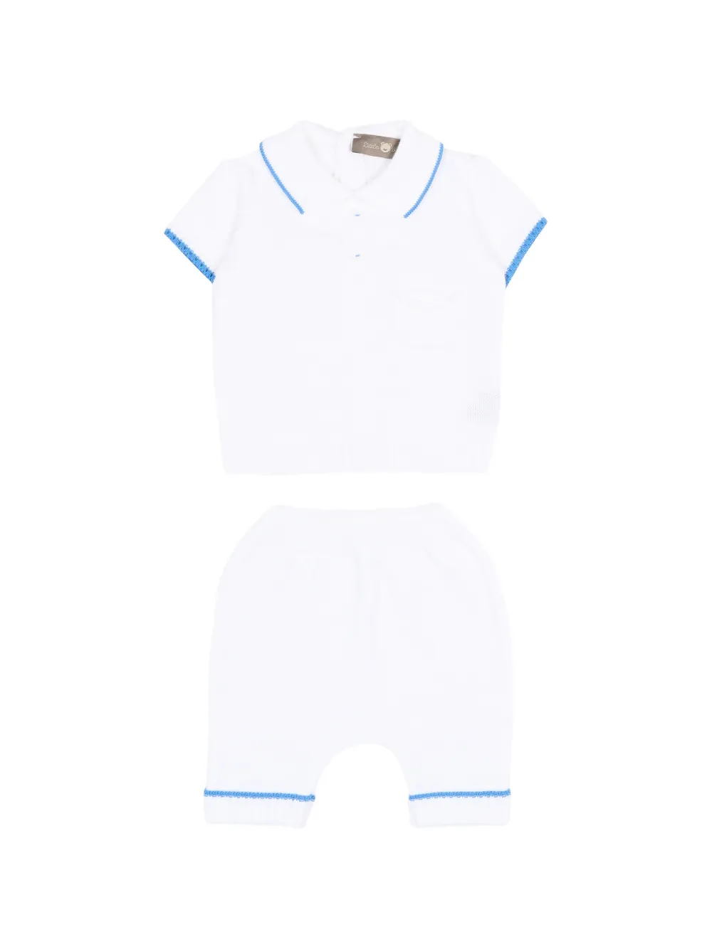 Little Bear polo-collar trousers set - Bianco