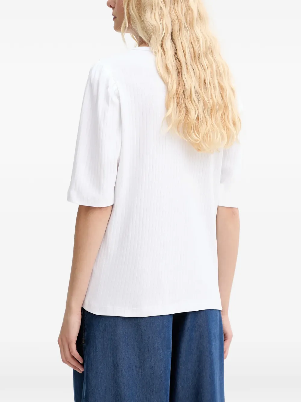 MUNTHE Geribbeld T-shirt Wit
