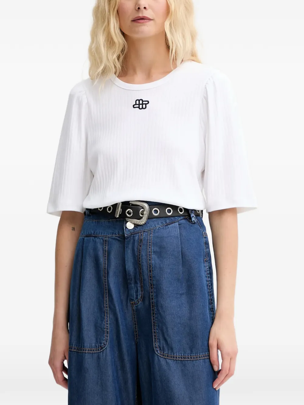 Munthe Parsa Ribbed T-shirt In White