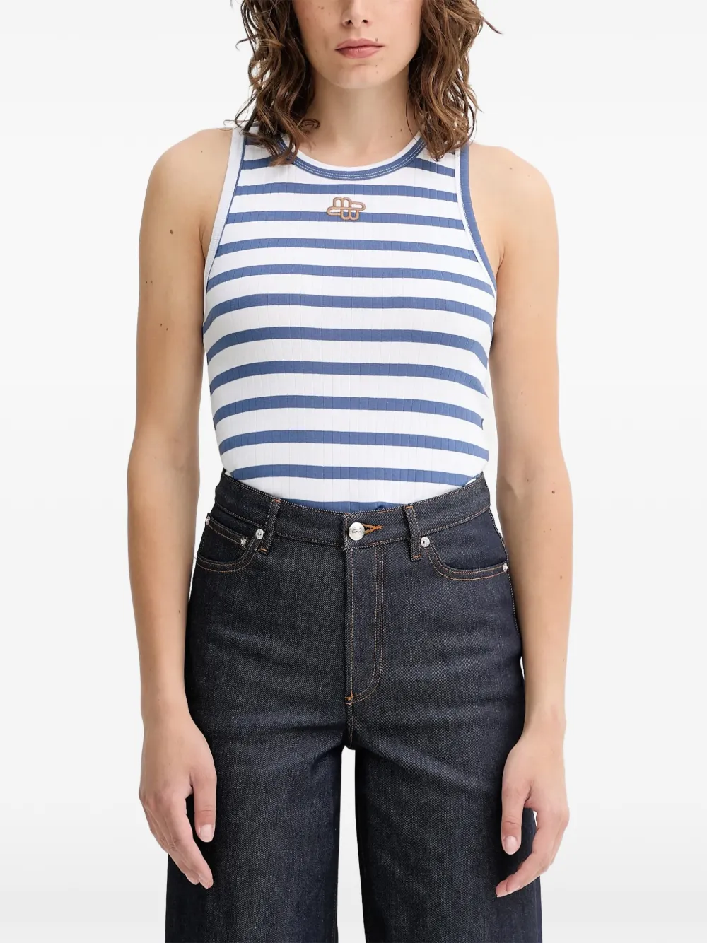 MUNTHE Tezza striped embroidered tank top