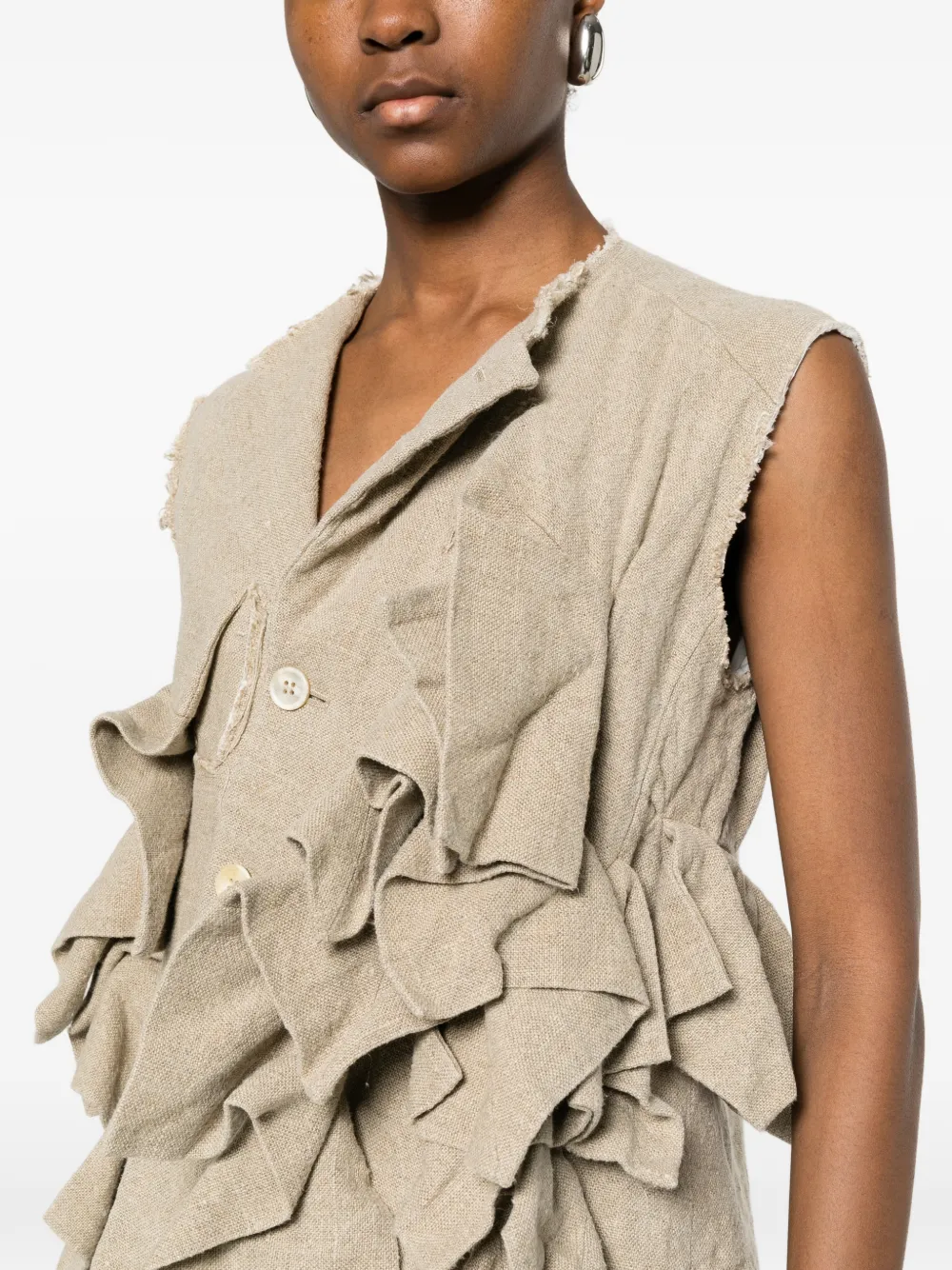 Comme Des Garçons Mouwloos jack met ruches Beige