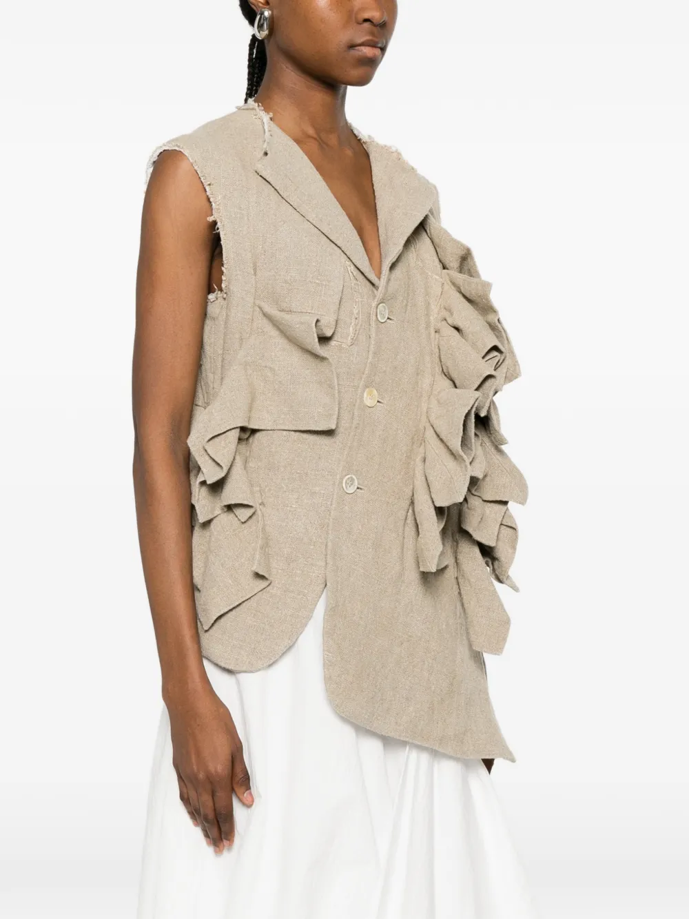 Comme Des Garçons Mouwloos jack met ruches Beige