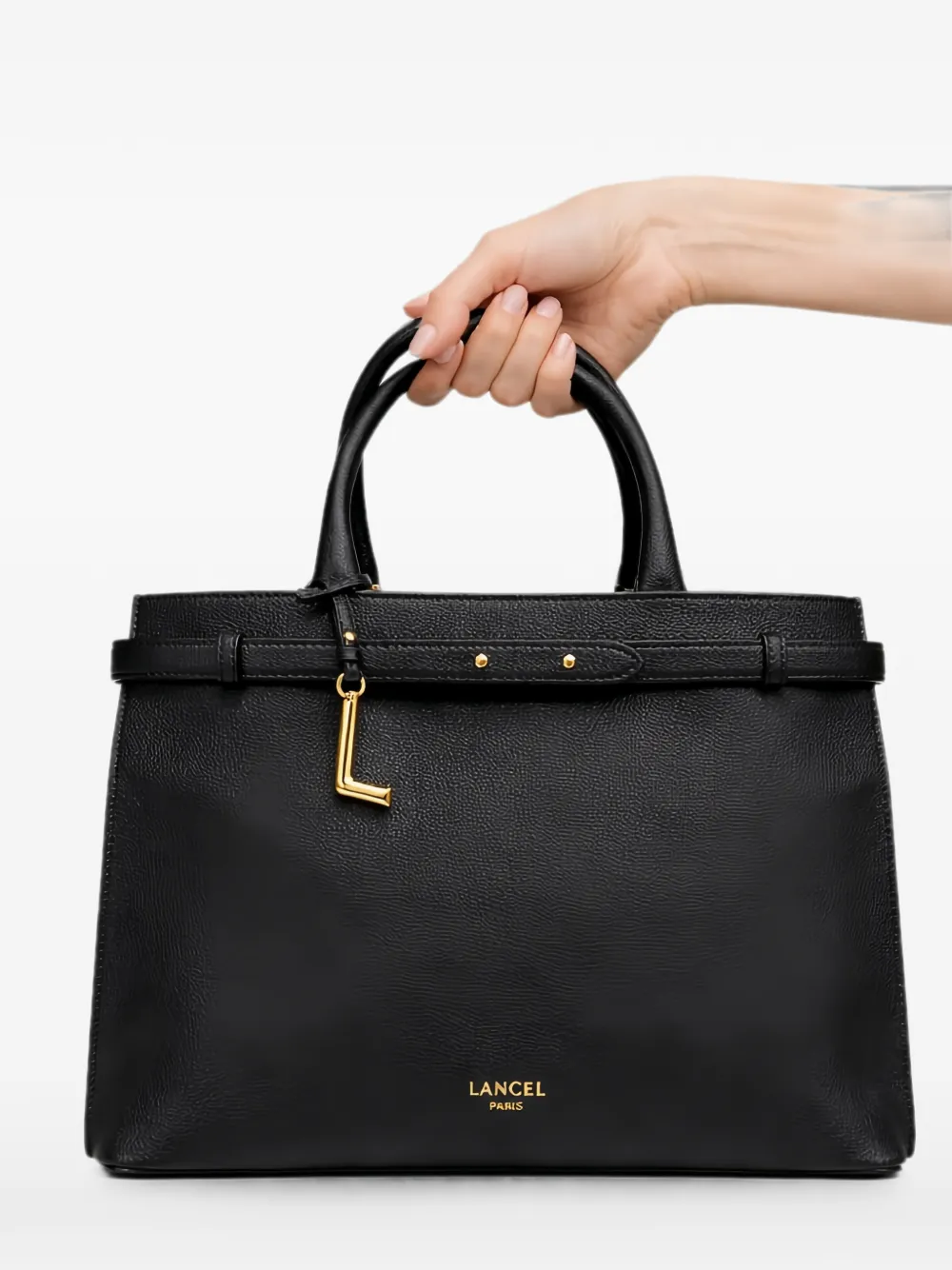 Lancel Faubourg shopper van bewerkt leer met logobedel Zwart