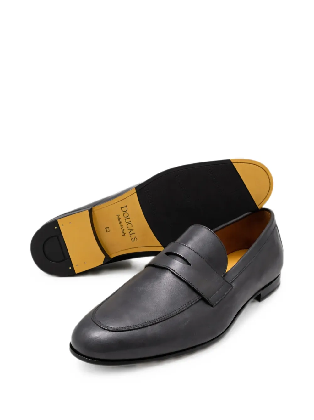 Doucal's leather penny-strap loafers Blauw