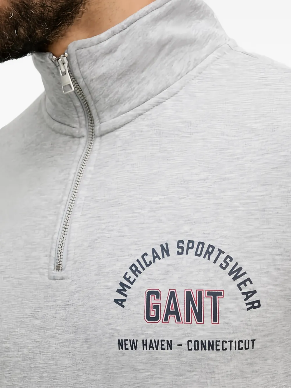 Gant Sweater met ritshals Grijs