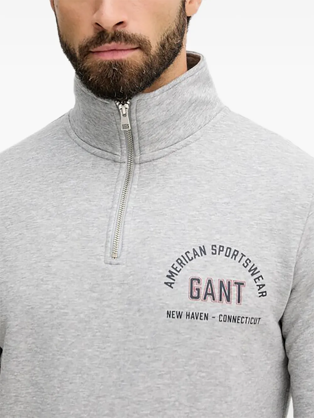 Gant Sweater met ritshals Grijs