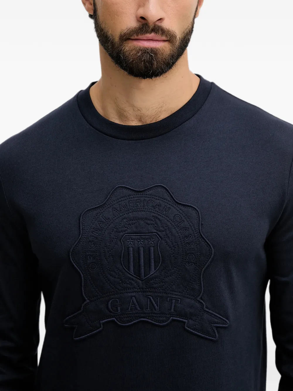 Gant T-shirt met geborduurd logo Blauw