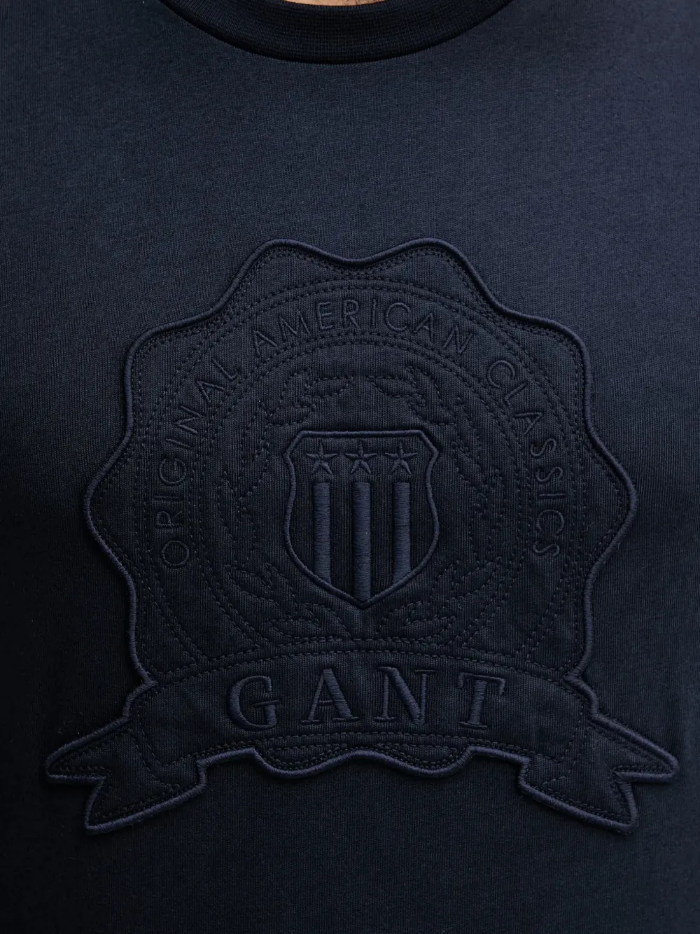Gant T-shirt met geborduurd logo Blauw