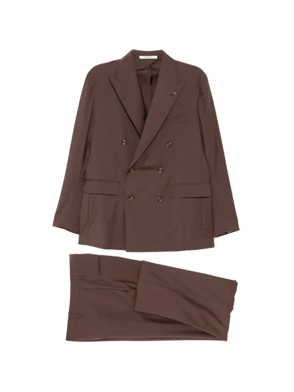 Tagliatore Wool double-breasted Suit | Brown | FARFETCH AO